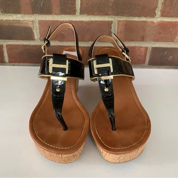 Tommy Hilfiger Womens Maree Black slingback Wedge  Sandals Shoes US 8.5 M - Picture 3 of 9